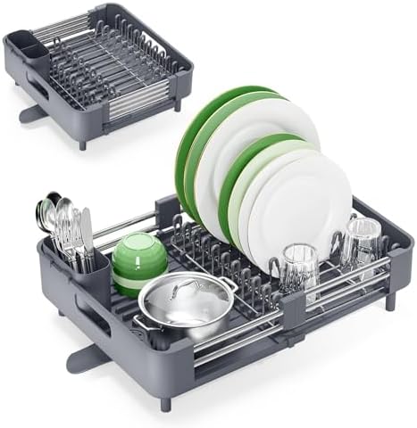 KINGRACK Escurreplatos, Escurridor de Platos Extensible, Escurrep...