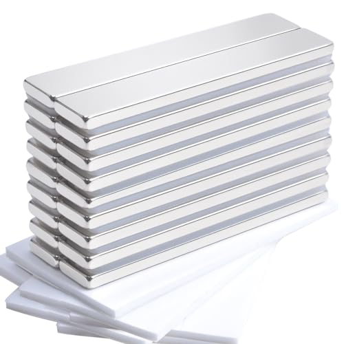 OCEUMAOA 18-Pack Neodymium Magnet Bar 60x10x3mm Self Adhesive Rare Earth Strips with Double-Sided Adhesive for Fridge Kitchen Craft Storage