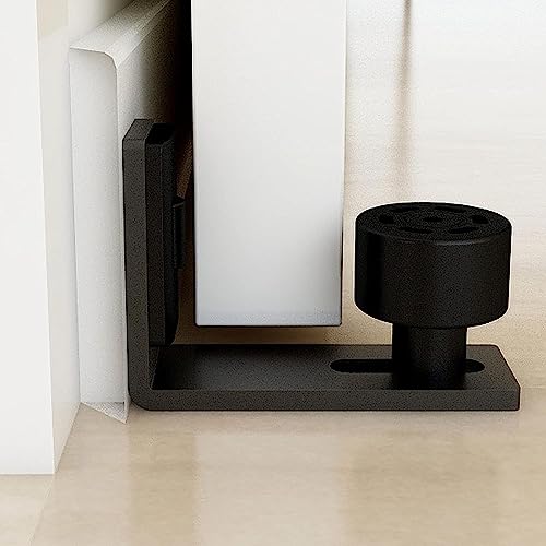 Wolfbird Floor Guide 2 Doors Adjustable Sliding Barn Door Bottom Roller Guide Wall Mount Hardware Black, A-Style (2PCS) - Image 4