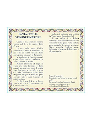 Fratelli Bonella | Medaille Santa Cecilia und Karte mit Gebetskette | Made in Italy