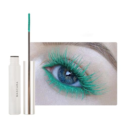 Image of Green Waterproof Mascara - Volume Color Mascara 4D Silk Fiber Lash for Eyes - Extra Long Colorful Green Mascara Charming - Smudge-proof Eyelash for Party,Halloween Xmas Make Up Gift