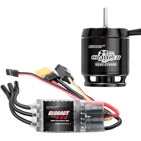 GLOBACT AM32 80A Crawler ESC and 3542 Brushless Motor Kit for 1/8 1/10 RC Crawler Car Axial SCX10 TRX-4 TRX-6 (2250KV 3542) Cover