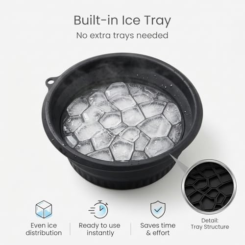 Image of Silicone Face Ice Bath Bowl with Built-in Ice Tray | Collapsible Facial Ice Bowl | Portable Face Ice Bath Mold for Skin Care & Home Spa Use