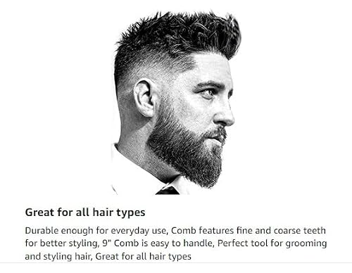 Luxxii 6 Pack - 9" Large Dressing Comb Colorful Styling Essentials Coarse/Fine Barber Comb Set #TOP5