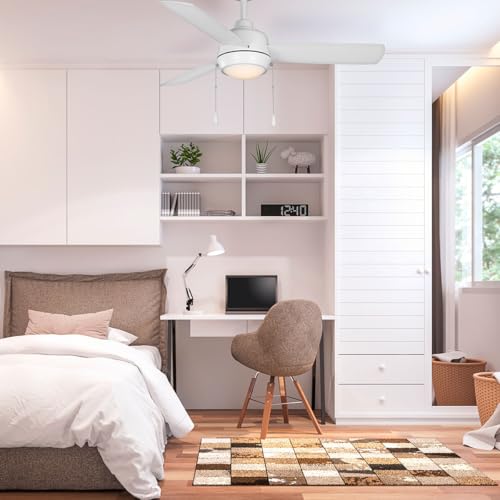 Wynwood 44-inch Connie Indoor Ceiling Fans with Lights, Pull Chain, Matte White, 3-Blade, Frosted White Shade [W58356] by Wynwood Fan - Used condition - Image 7