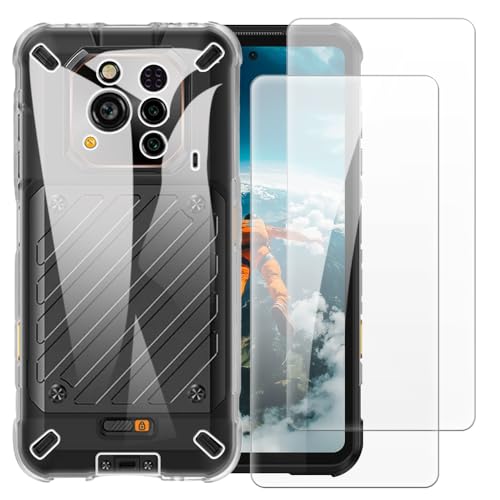 Shantime Case with 2 Pack Screen Protector Combo Compatible with Ulefone RugOne Xever 7 Pro, Shockproof Cover and Tempered Glass Set for Full Body Safety(Clear)