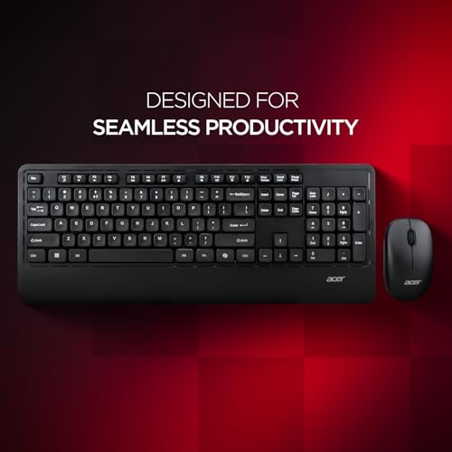 Image of Acer PalmEase Wireless Keyboard & Mouse Combo with Palm Rest | 2.4GHz, 1600 DPI, Co-Pilot Key, Rupee ₹ Symbol | 10m Range, 10M Keystroke Life, Power Saving Mode | Windows & Mac Compatible - Black