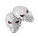 Astra Depot 3D Chrome Bone Red Eyes Metal Skull Emblem Sticker Decal Logo Fender Hood Car Motorcycle (Pack of 2)
