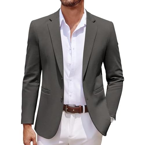 COOFANDY Men's Casual Knit Blazer Two Button Lightweight Sport Coats Suit Jacket Small Dark Grey