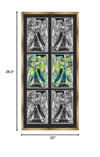 CountryArtHouse Comic Book Frame Bronze Gold Matted for Comics Published Between 1986 and Present Day Made to Showcase 6 Comics Under UV Acrylic with Acid Free Black Matting