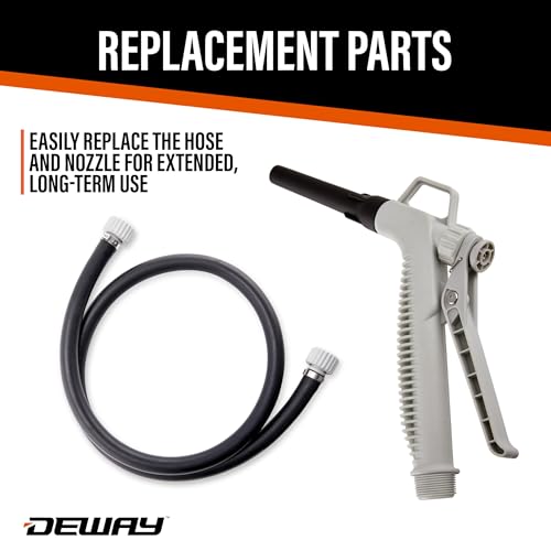 DeWay Gas Can Fuel Transfer Pump with Trigger Nozzle | Fast 3.8 GPM Flow Rate, 51” Rubber Hose & 4 Can Adapters for Gasoline, Kerosene, Diesel & Non-Potables | USB-C Cable & Battery Power