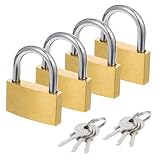Wanmu 4 Pcs Small Lock, SmallBrass Keyed Padlocks, 20mm + 25mm Gym Locker Lock, Waterproof Locker Padlock Mini Locks for Shed, Gate, Luggage, Backpack, Gym, Jewelry Box Locks