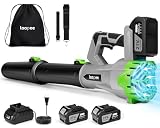 Leaf Blower Cordless,Electric Leaf Blower with 2 4.0Ah Battery Powered and Fast Charger, Cordless Blowers for Lawn Care and Car Dust Snow Blower,6 Speed Control,Grey