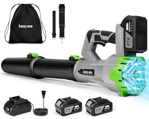 Leaf Blower Cordless,Electric Leaf Blower with 2 4.0Ah Battery Powered and Fast Charger, Cordless Blowers for Lawn Care and Car Dust Snow Blower,6 Speed Control,Grey