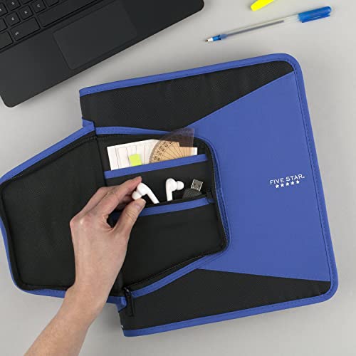 Five Star Zipper Binder, 1-1/2 Inch 3-Ring Binder For School, 3-Pocket Expanding File, 500 Sheet Capacity, Blue (72202) #TOP7