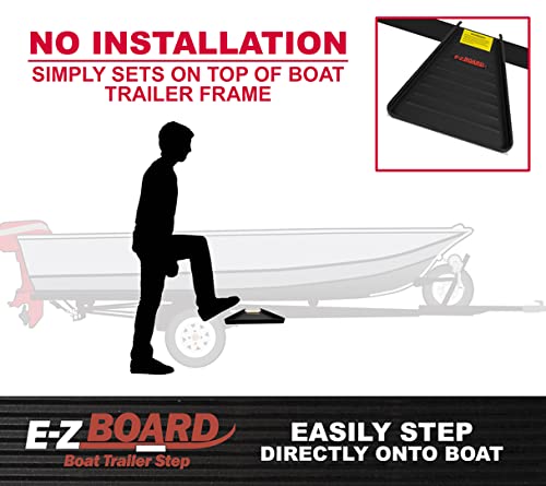 EZ Board, Steel-Constructed Boat Trailer Step, No Installation Required, Fits 1.5” or 2” Trailer Frames, 400-LB Capacity, Wide Anti-Skid Step Surface, Built-in Drainage Holes, Boat Step for Trailer