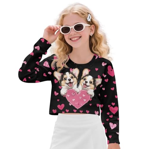 Crop Tops for Kids Girls Long Sleeve Sweatshirts Athletic School Workout Pullover Top Fall Clothes 5-14Y