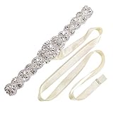 ♥ JASGOOD Brautgürtel, handgefertigte Kristallperlen Brautkleider Schärpe.