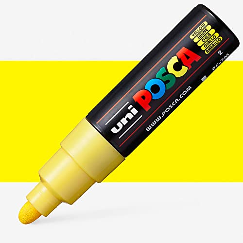 POSCA Lot de 3 Marqueurs PC7M pointe large pour dessin opaque Jaune Fluo