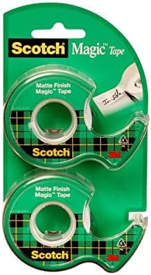 Scotch Magic Tape, 3/4" x 600", 2/Pk, 414050, Manual Dispensers, Clear, Non-yellowing, Moisture Resistant, Writable