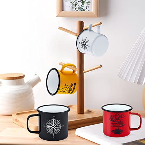 Lianyu Enamel Camping Mug Set Of 4, 16 Ounce Coffee Tea Mugs Set, Vintage Mug Drinking Cup Set For Outdoor And Indoor, Portable & Easy Clean, Colorful #TOP5