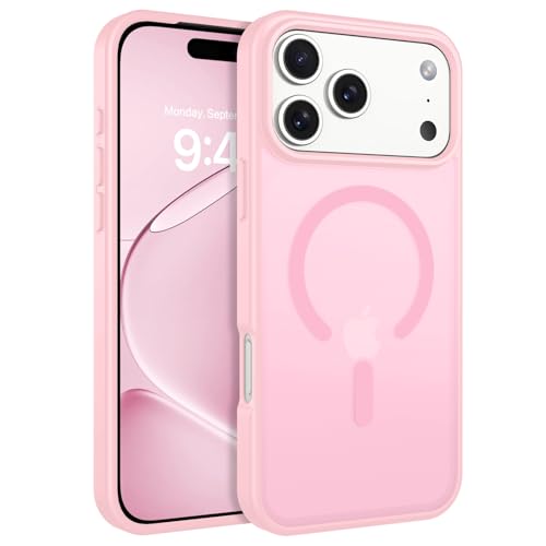 Image of BENTOBEN Magnetic for iPhone 17 Pro Max Case 6.9 inch 2025, [Compatible with Magsafe] Cute Slim Frosted Matte Military Shockproof Protective Bumper Girl Men Phone Cover for iPhone 17 ProMax, Light Pink