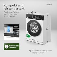 Bomann® Waschmaschine 8kg | 5 Jahre Motor-Garantie | Invertermotor-effizient, leise & langlebig | max. 1400 U/min | 15 Programme | Dampffunktion | LED-Display | Washing Machine | WA 7188 weiß-schwarz – Ansicht 6