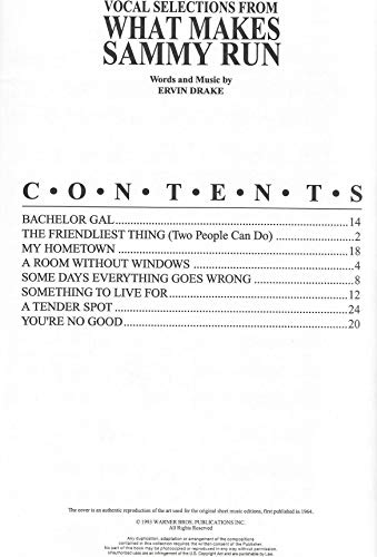 What Makes Sammy Run (Vocal Selections) 0897240758 Book Cover