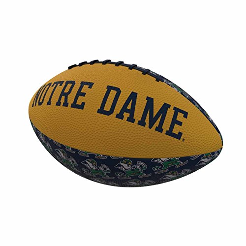 Logo Brands NCAA Notre Dame Fighting Irish Repeating Mini-Size Rubber Football Team Color