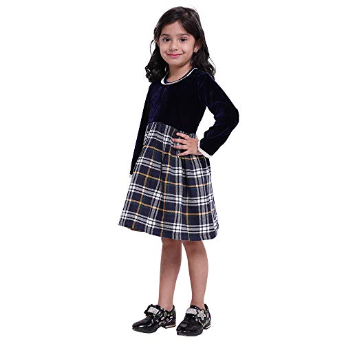 Image of BownBee Velvet Twill Full Sleeve Dress for Baby Girl-Black