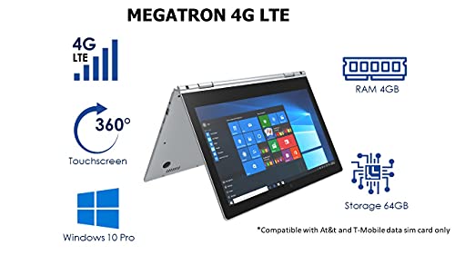 Iview Megatron 4G Lte 14.1" Touch Screen, 1920 × 1080 Ips High Resolution, Intel Celeron Dual Core 4Gb/64Gb Storage 360° Convertible Laptop #TOP4