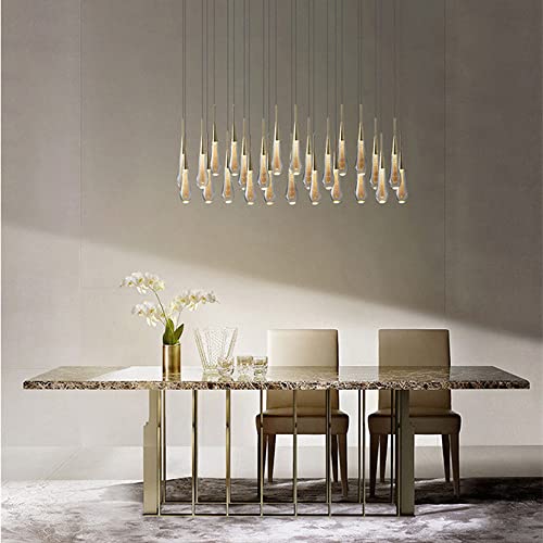 Lampe suspendue goutte d'eau en cristal et feuille d'or luxury pour villa - 6