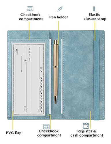 Image of Zreal Checkbook Cover for Men & Women Snakeskin Pattern, Blue-Gray, 7.0 x 3.5 x 0.35 inches, Minimalist