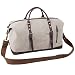 Jack&Chris Oversized Canvas Leather Trim Travel Tote Duffel Shoulder Handbag Weekend Bag CB1004 (Beige)