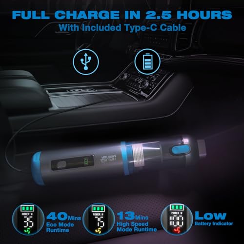 Image of HAUSMEISTER Airflex One Cordless Car Vacuum 16000Pa, 4-in-1 Handheld Vacuum with Air Duster & Inflator, Portable Mini Vac for Car Detailing, Pet Hair, Keyboard Cleaning (Gray)