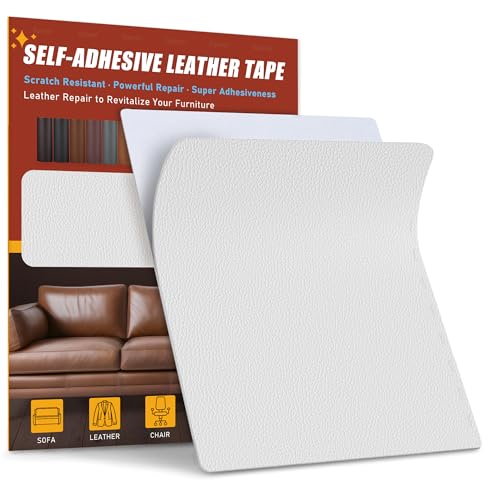 Parche de Cuero Adhesivo Blanco, 21x28cm Cuero Adhesivo para Tapizar, Polipiel Adhesiva para Tapizar, Sofá, Asiento de Coche, Bolso, Chaqueta