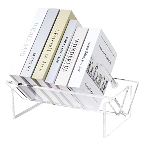 Sumerflos Acrylic Desktop Bookcase, Book Storage Organizer Bookshelves, Clear Mordern Tabletop Storage Rack for Office Home Shelf Display for Cd/Magazine/Book - Clear