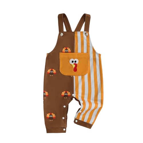 SAYOO Christmas Halloween Baby Girl Boy Girl Outfit Bubble Orange Red Jumpsuit Rompers Corduroy One Piece Strap Overalls (Turkey Coffee 6-12 Months)