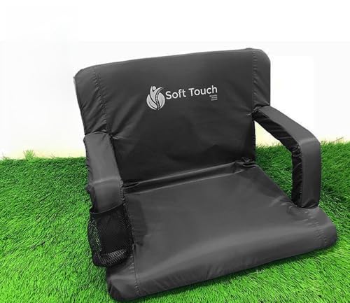 Soft Touch Extra Wide Stadium Seats for Bleachers | Stadium Chairs for Bleachers with Back Support | Bleacher Seats with Backs and Cushion … (Black)