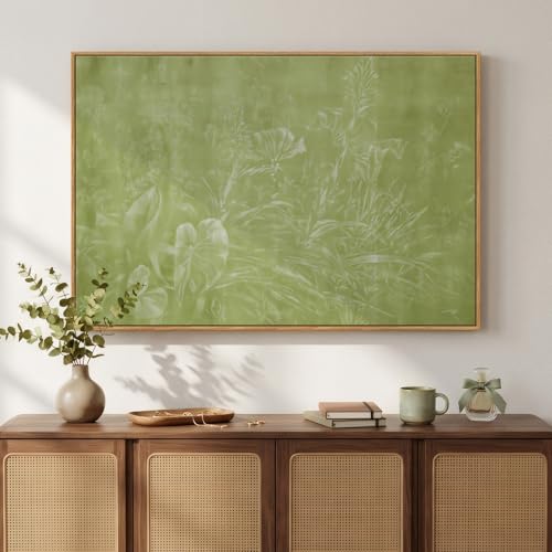Framed Abstract Sage Green Wall Art for Living Room, Minimalist