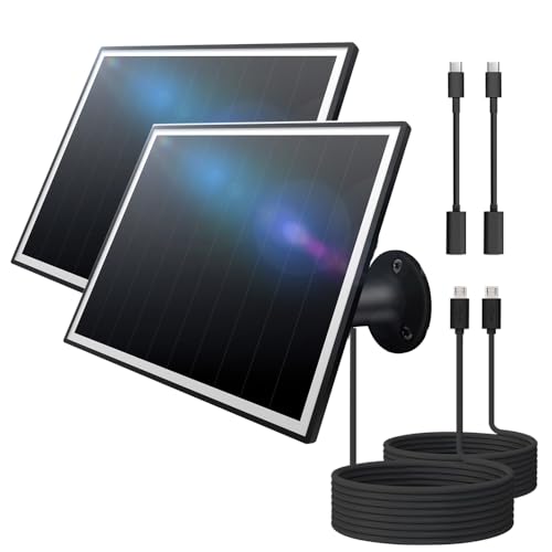 Image of 8W Solar Panel for Outdoor Security Camera, 5V Micro USB and USB - C Solar Panel Charger ，Fits Eufy/Wyze/Reolink DC 5V Output, IP65/360° Adjustable, 9.8ft Cable, Fast Charging