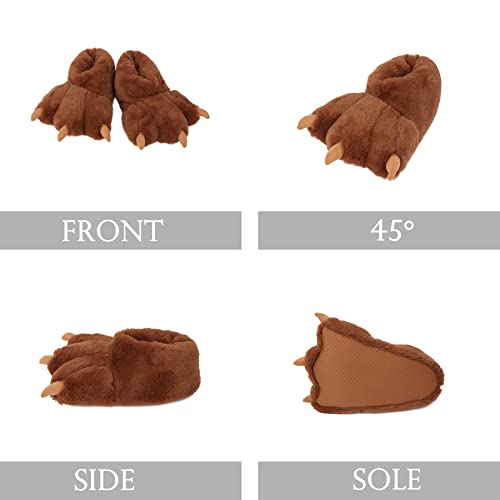 Image of Women Plush Animal Paw Slippers Funny Novelty Bear Claw Slippers Cozy Furry Warm Memory Foam Slippers Gifts for Halloween Christmas