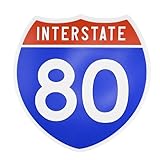 Interstate 80 Road Sign Replica | Personalized Travel Sign Board | Home, Office and Workspace Decor | Blue & Red Background with White Text - NUMBER ONLY (Adhesive pad Included) - 8.53" x 8.54"