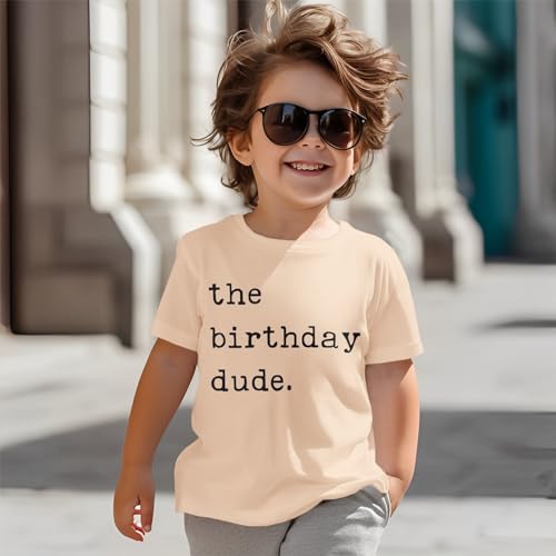 Birthday Boy Shirt Birthday Dude Tshirt 2nd 3rd 4th 5th 6th Toddler Boys B-Day Party Tee Tops(Apricot,6Years) - Thumbnail 3