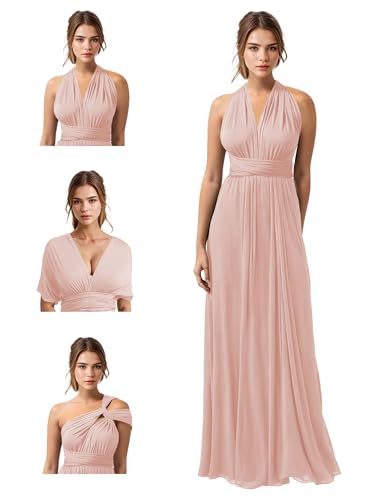 Image of JAEDEN Bridesmaid Dresses Multiway Convertible - Long Bridesmaid Dresses Chiffon Pleat 2026