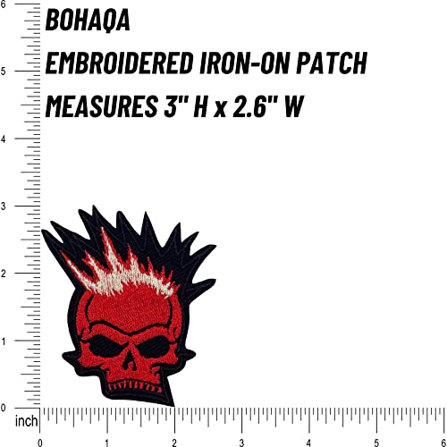Bohaqa Punk Skull Patch 3" - Cool Skull Punk Rock Patches - Iron On/Sew On #TOP1