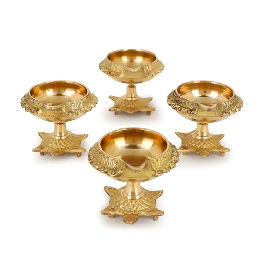 Zap impex Traditional Brass Oil Lamp Brass Deep Diya Indian Oil Lamp Diwali Puja Lamp Kuber Tortoise Diya (4)