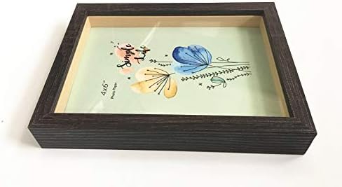 4x6-inch Shadow Box Frame Display Case (Easy to Change Photos) with Glass Front,for Desktop and Wall Hanging Display Collectibles,Plant Specimen Kid's Souvenirs and Photos (4x6, Dark Brown) image 5