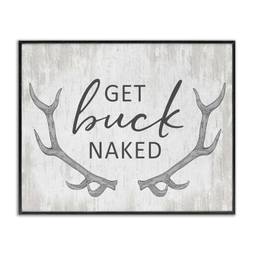 'Get Buck Naked Witty Rustic Animal Antlers'| Framed Giclee Art