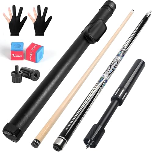 Queue de billard canadien Kmise 147cm accessoire de piscine avec mallette cuir